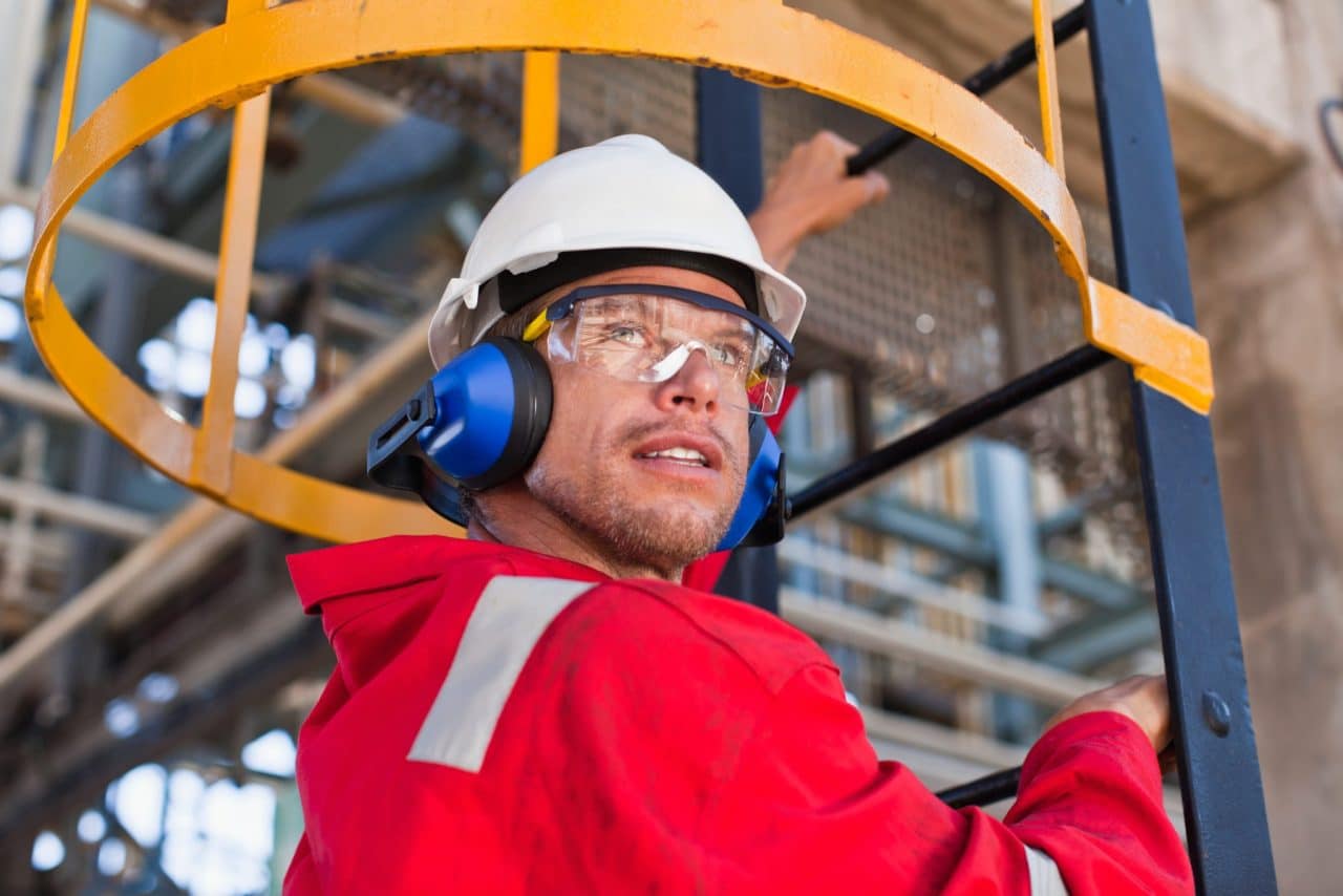 Man wearing hearing protection.